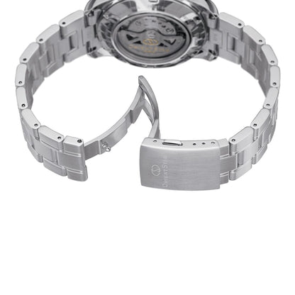 Orient star Semi Skeleton Blue Dial Stainless Steel Watch for Men's RE-AT0001L