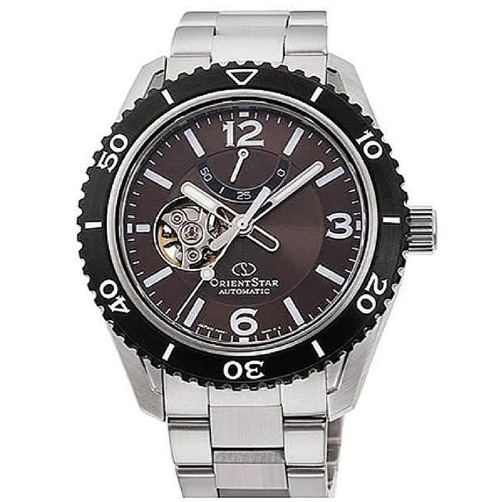 Orient Star Semi Skeleton Power Reserve Sapphire Brown Dial Watch RE-AT0102Y