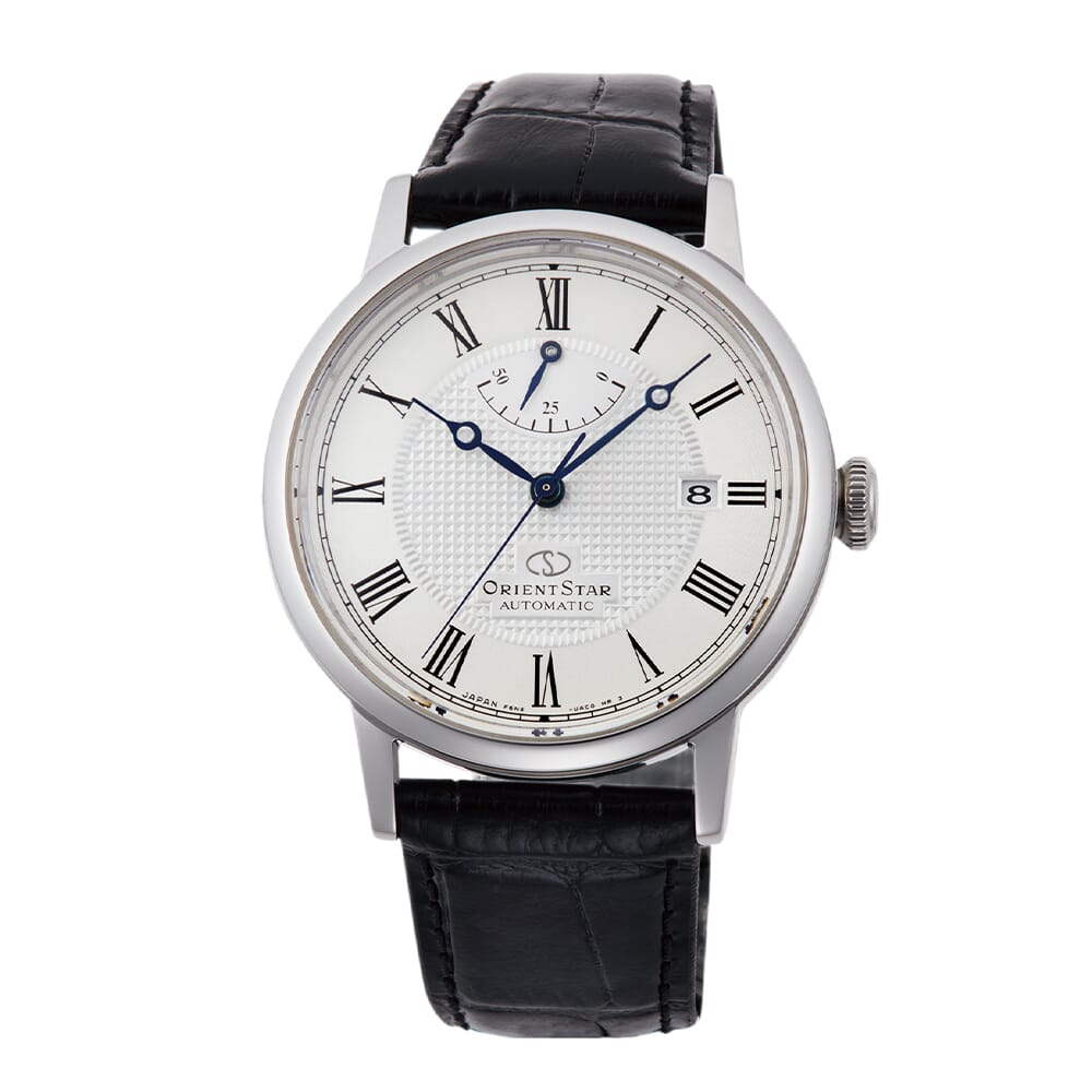 Orient Star Elegant Classic 39mm Power Reserve White Dial Leather Mens Automatic Watch RE-AU0002S00B