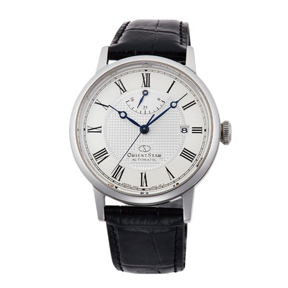 Orient Star Elegant Classic 39mm Power Reserve White Dial Leather Mens Automatic Watch RE-AU0002S00B