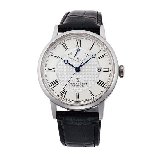 Orient Star Elegant Classic 39mm Power Reserve White Dial Leather Mens Automatic Watch RE-AU0002S00B