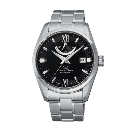 Orient star Contemporary Date Black Dial Stainless Steel Watch for Men's RE-AU0004B
