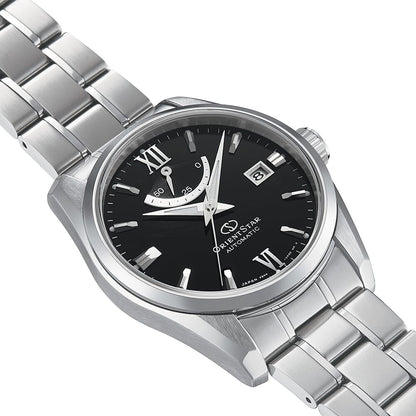 Orient star Contemporary Date Black Dial Stainless Steel Watch for Men's RE-AU0004B