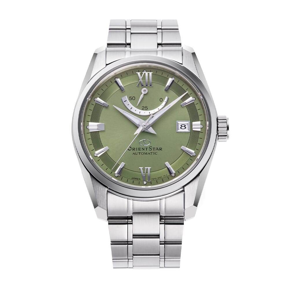 Orient star Contemporary Date Green Dial Stainless Steel Watch for Men's RE-AU0107E