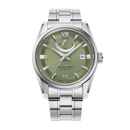 Orient star Contemporary Date Green Dial Stainless Steel Watch for Men's RE-AU0107E