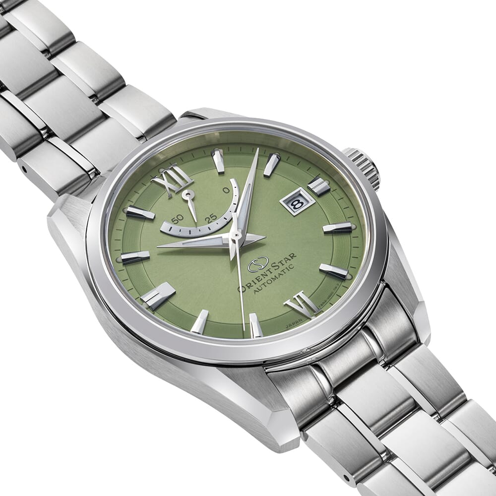 Orient star Contemporary Date Green Dial Stainless Steel Watch for Men's RE-AU0107E