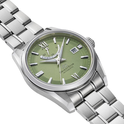 Orient star Contemporary Date Green Dial Stainless Steel Watch for Men's RE-AU0107E