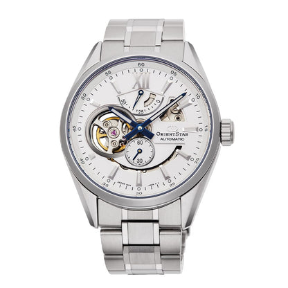Orient Star RE-AV0113S00B Contemporary Modern Skeleton Automatic White Dial Stainless Steel Men's Watch