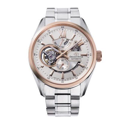 Orient Star RE-AV0123G00B Contemporary Modern Skeleton Automatic Ivory Dial Stainless Steel Men's Watch