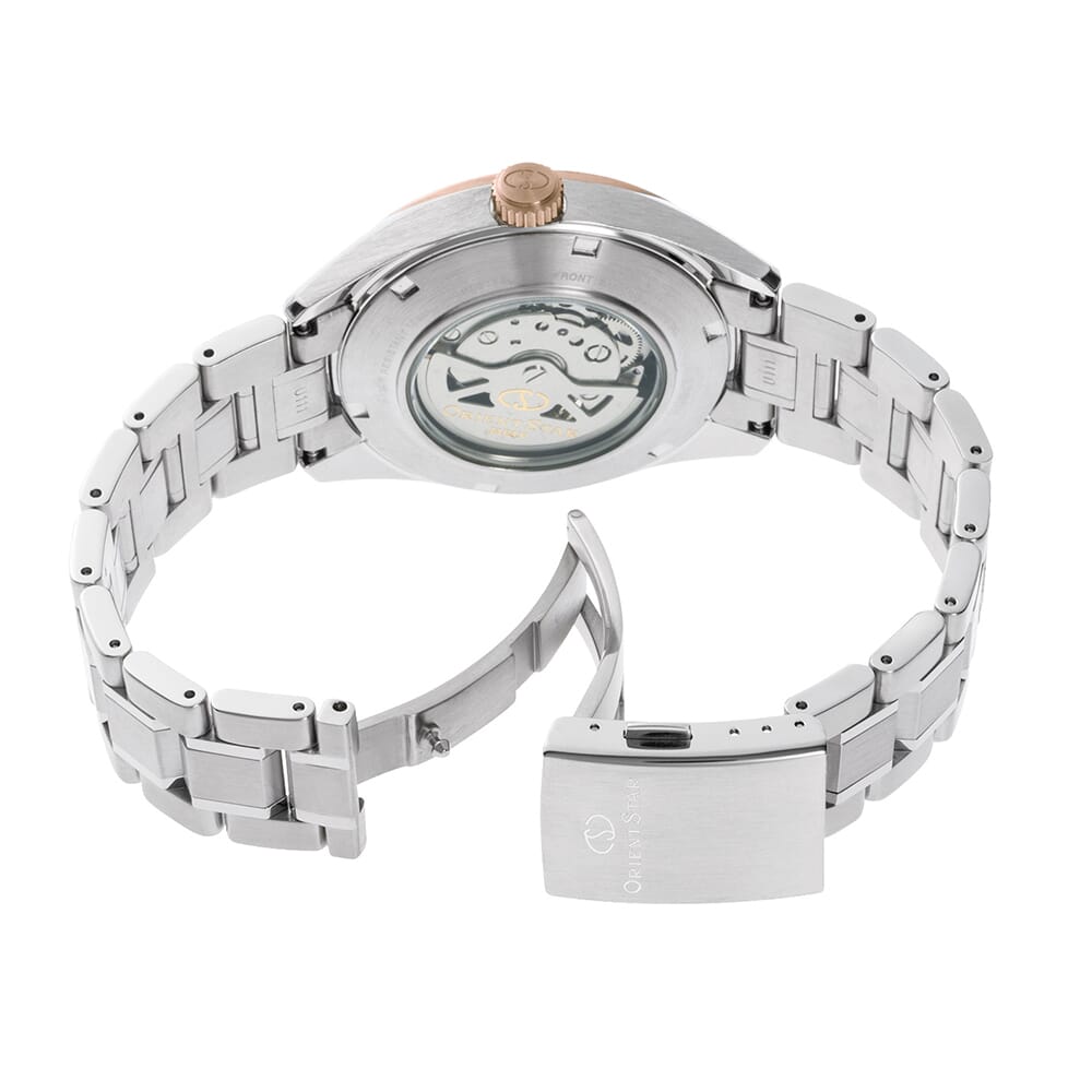 Orient Star RE-AV0123G00B Contemporary Modern Skeleton Automatic Ivory Dial Stainless Steel Men's Watch