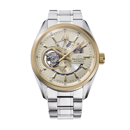 Orient Star RE-AV0124G00B Contemporary Modern Skeleton Automatic Champagne Dial Stainless Steel Men's Watch