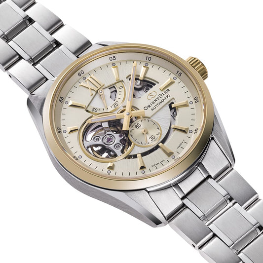 Orient Star RE-AV0124G00B Contemporary Modern Skeleton Automatic Champagne Dial Stainless Steel Men's Watch