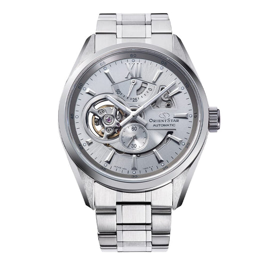 Orient Star RE-AV0125S00B Contemporary Modern Skeleton Automatic Silver Dial Stainless Steel Men's Watch