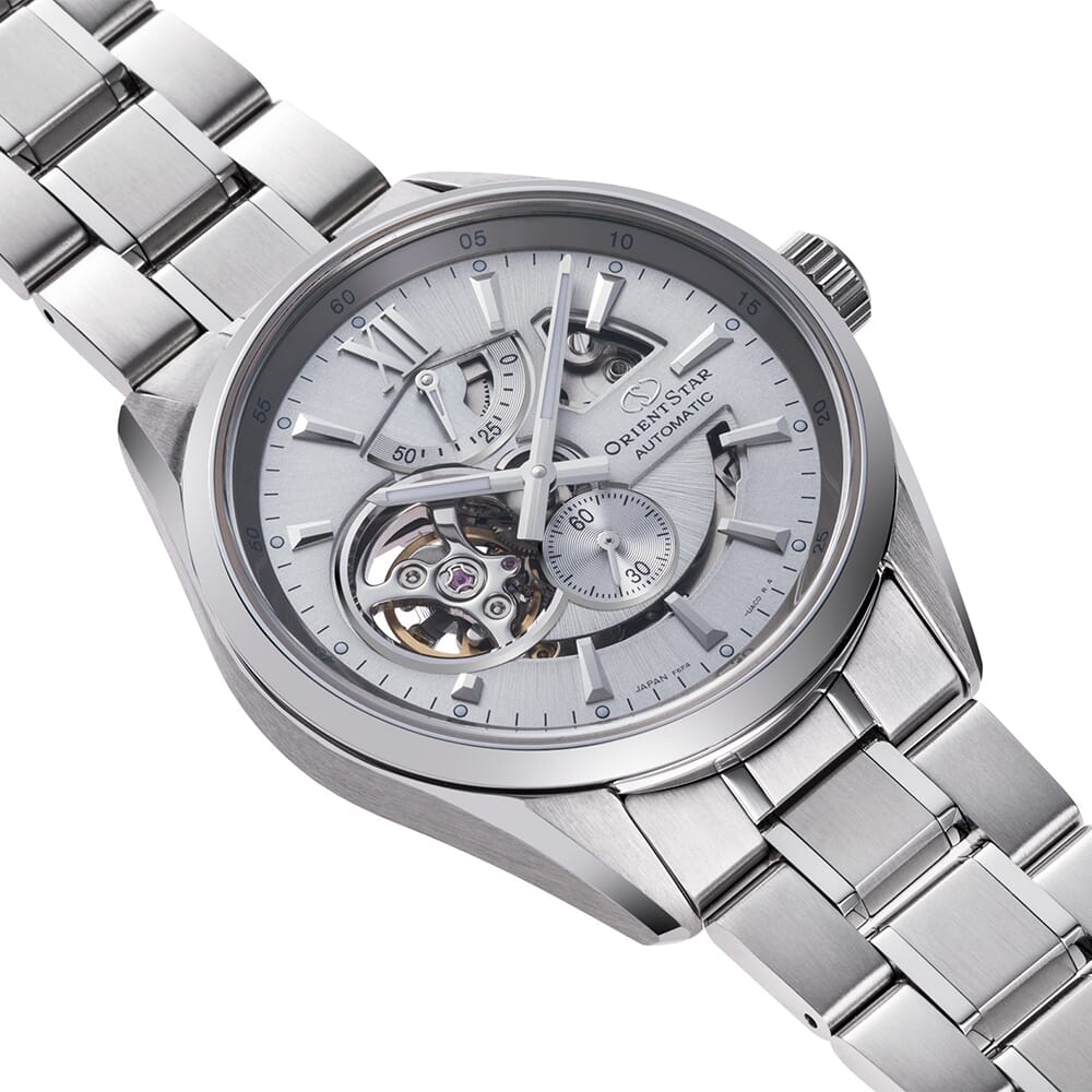 Orient Star RE-AV0125S00B Contemporary Modern Skeleton Automatic Silver Dial Stainless Steel Men's Watch