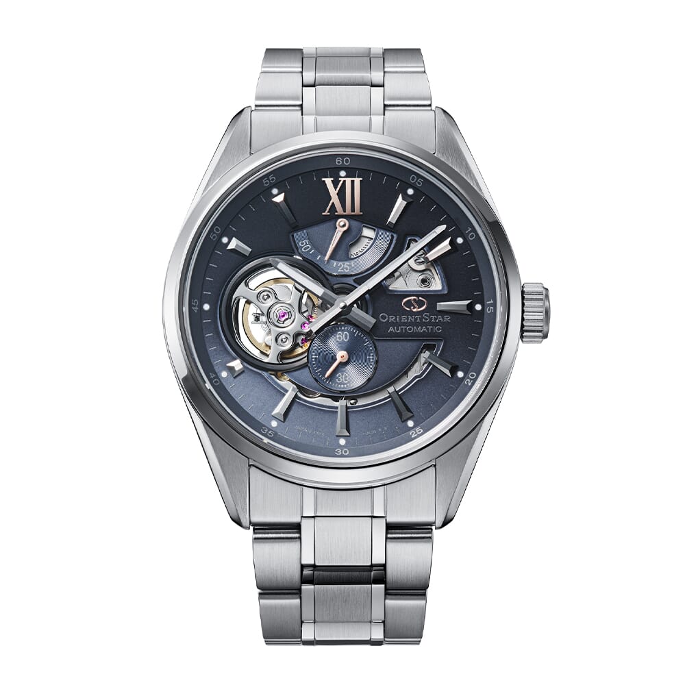 Orient Star RE-AV0132L00B Contemporary Modern Skeleton Limited Edition Automatic Blue Grey Dial Stainless Steel Men's Watch