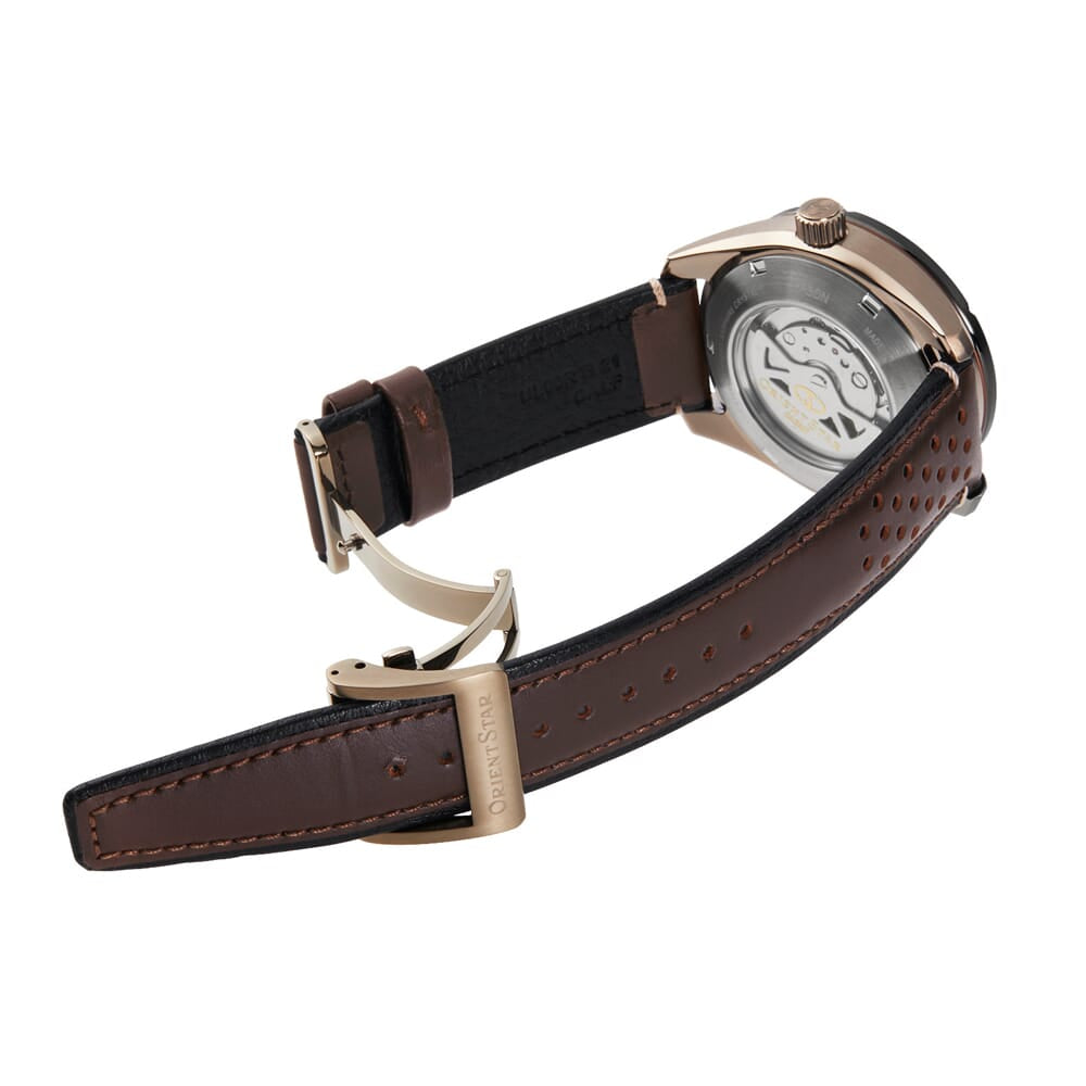Orient Star Open Heart Leather Strap Watch for men RE-AV0A04B00B