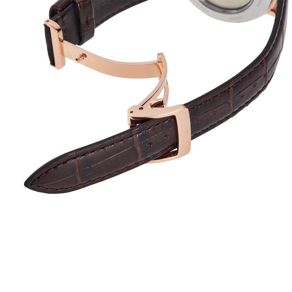 ORIENT STAR: Mechanical Classic Watch, Leather Strap - 38.7mm (RE-AW0003S)
