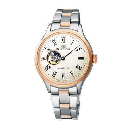 Orient Star RE-ND0001S00B Classic Semi Skeleton Automatic Ivory Dial Two-Tone Women's Watch