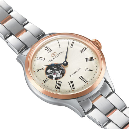 Orient Star RE-ND0001S00B Classic Semi Skeleton Automatic Ivory Dial Two-Tone Women's Watch