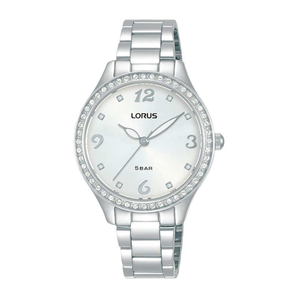 ساعة لوروس حريمي مينا أبيض بإشراقة الشمس من الستانلس ستيل RG237TX9