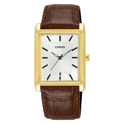 Lorus Classic Silver white sunray dial Leather Strap Watch for men's RH940RX9