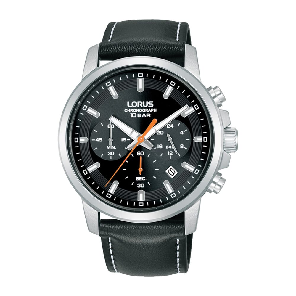 ساعة لوروس للرجال بسوار ستانلس ستيل ومينا سوداء متدرجة RT331KX9