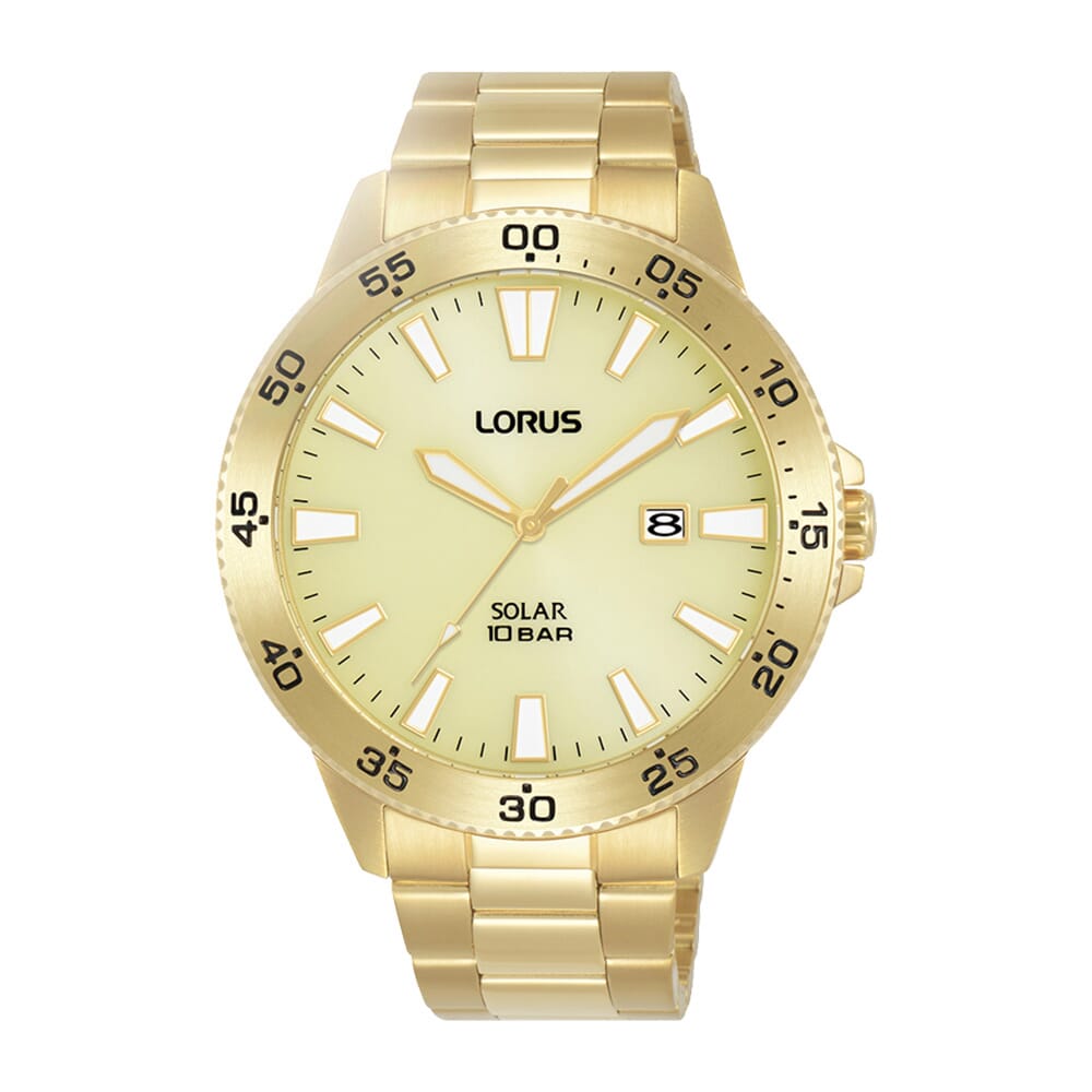 Lorus Light champagne sunray dial stainless steel watch for men RX346AX9