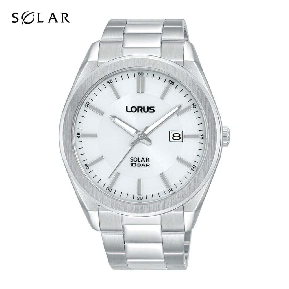 Lorus White sunray dial stainless steel watch for men RX355AX9
