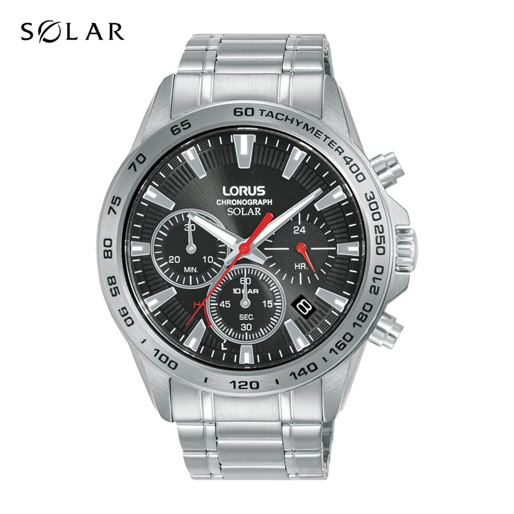 Lorus Black sunray dial stainless steel watch for men RZ501AX9