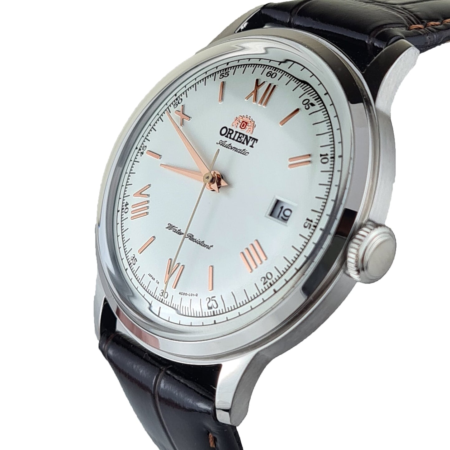 ORIENT Silver dial Automatic Leather Strap Watch for men SAC00008W0
