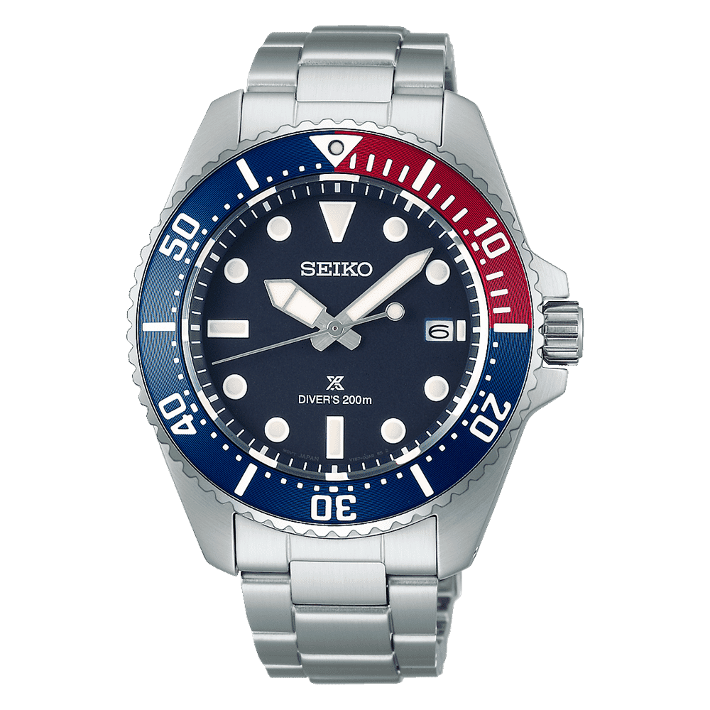 Seiko Prospex Solar Diver's in Blue-Red Watch For Men SNE595P