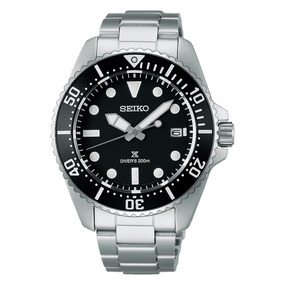 Seiko Prospex Solar Diver's in Black Watch For Men SNE597P