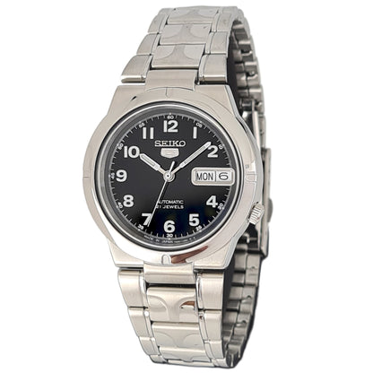 Seiko automatic 21 Jewels Calendar  black dial Stainless steel watch  SNK457J
