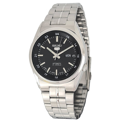 Seiko Men's Black Dial Stainless Steel Analog Watch - Snk567J1