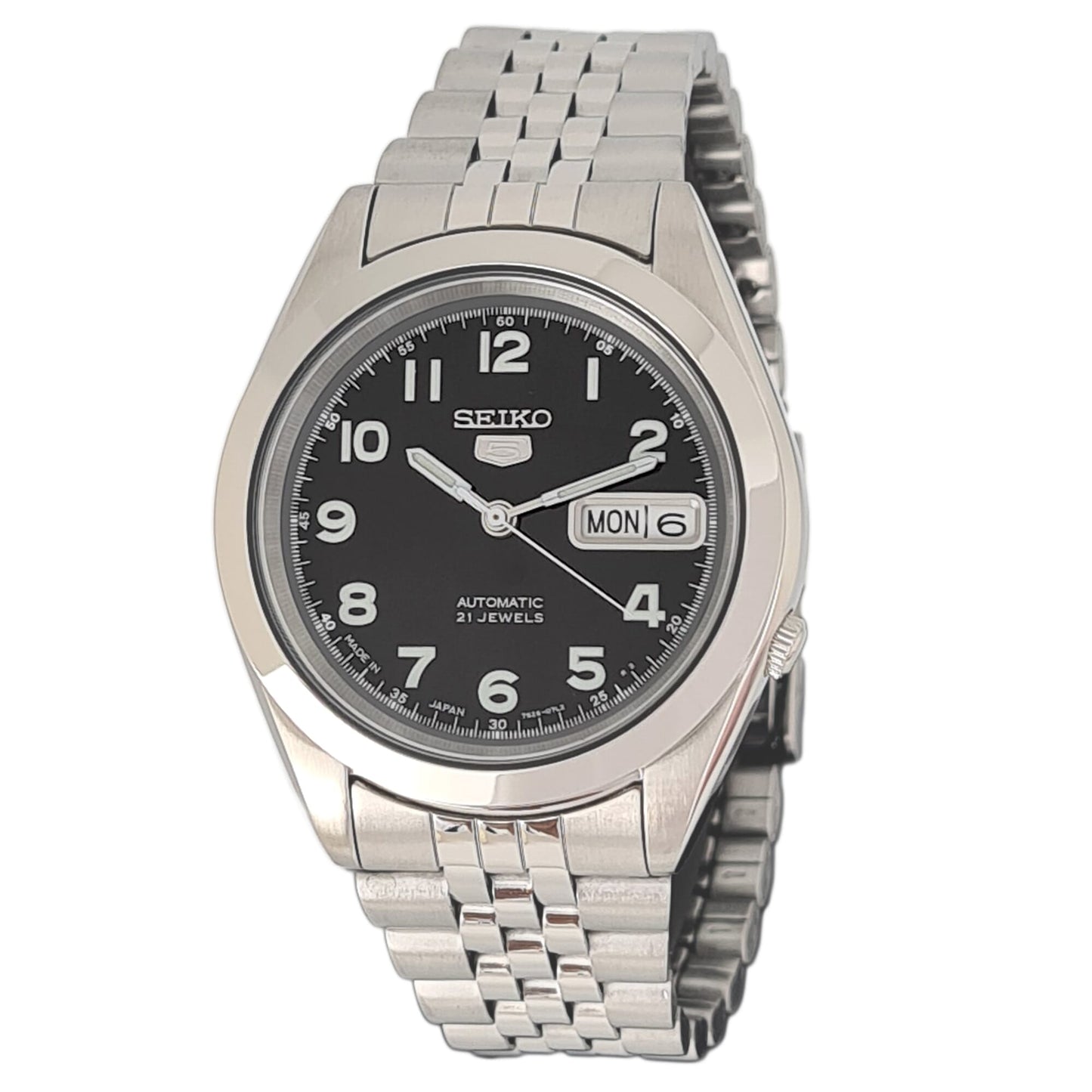 Seiko automatic 21 Jewels Calendar black dial Stainless steel watch  SNKB47J