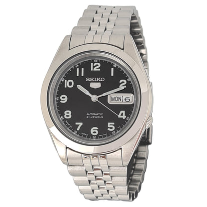 Seiko automatic 21 Jewels Calendar black dial Stainless steel watch  SNKB47J