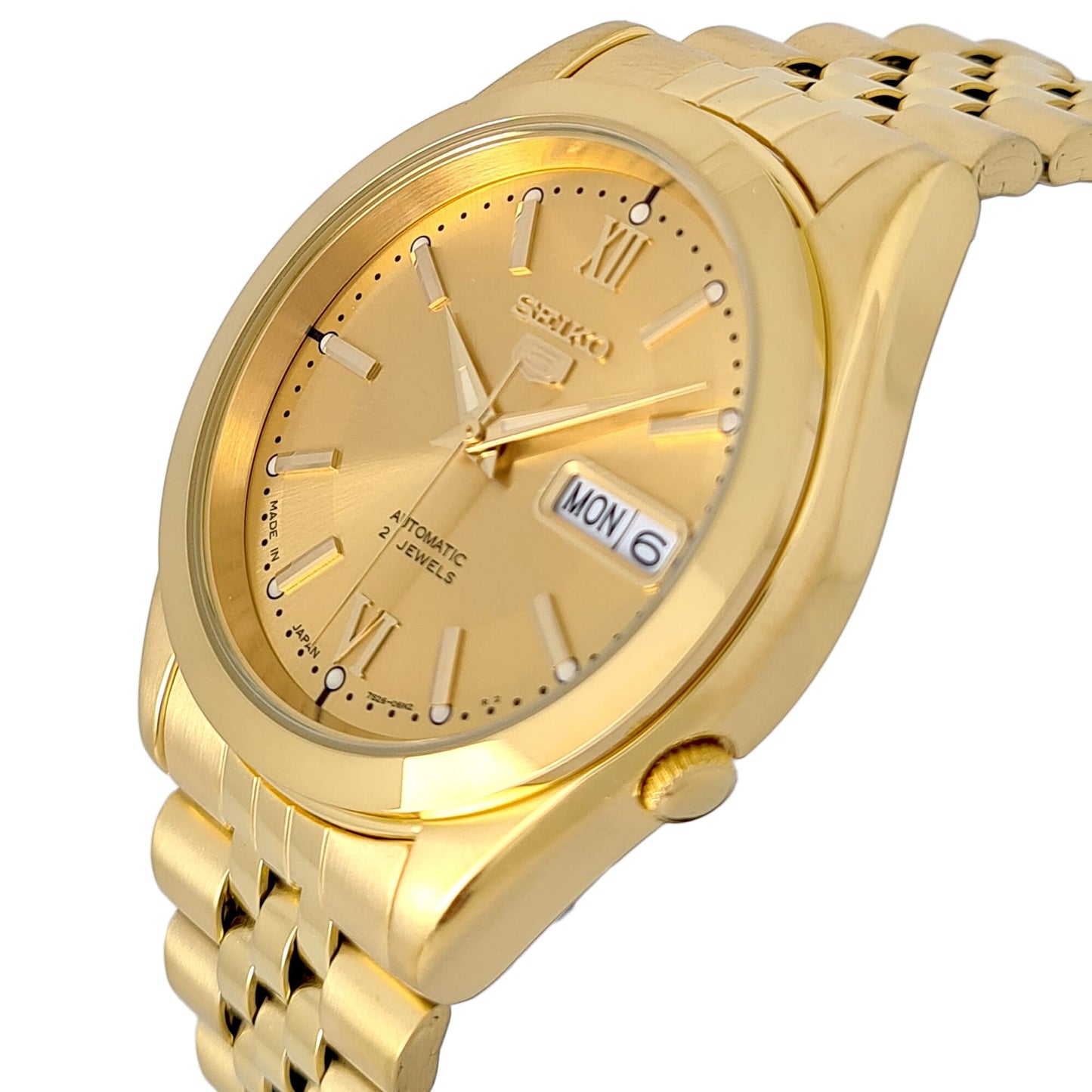Seiko automatic 21 Jewels Calendar  golden Stainless steel watch  SNKC28J