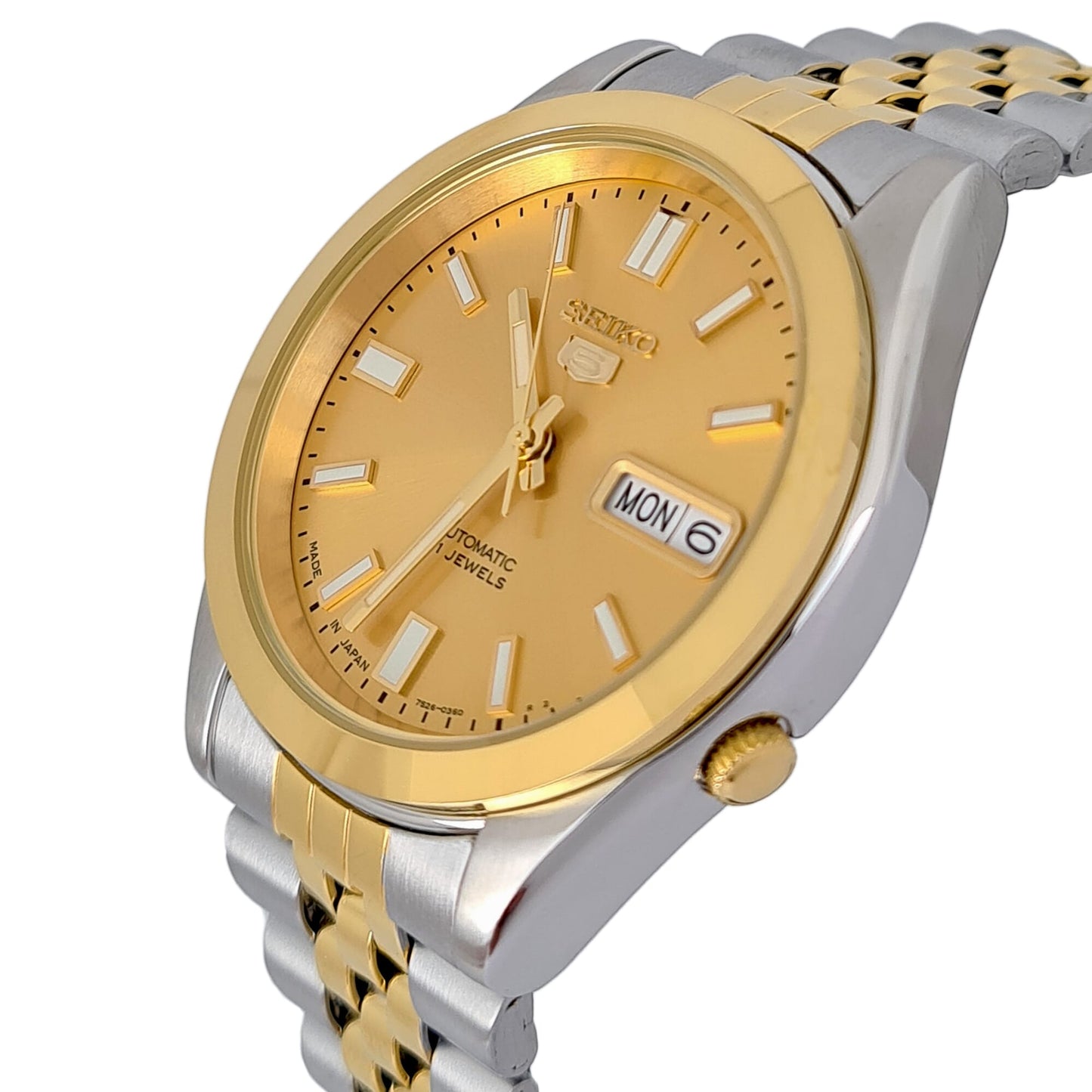 Seiko automatic 21 Jewels Calendar  bicolor Stainless steel watch  SNKC44J