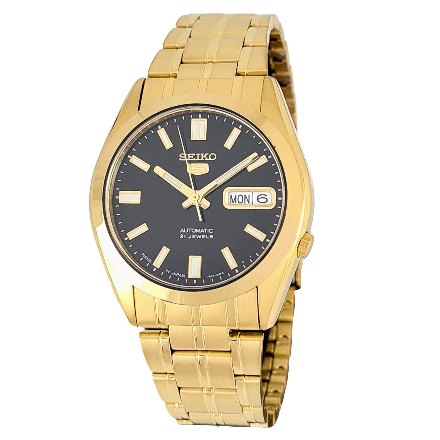 Seiko automatic 21 Jewels Calendar black dial Stainless steel watch  SNKF24J
