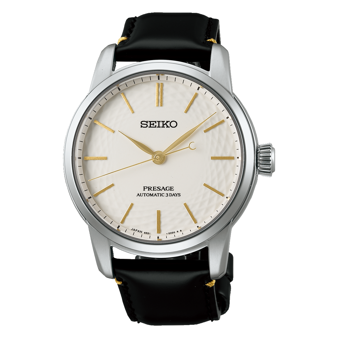 Seiko Presage White Dial Leather Strap Watch for Men SPB497J