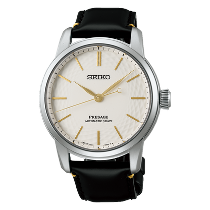 Seiko Presage White Dial Leather Strap Watch for Men SPB497J