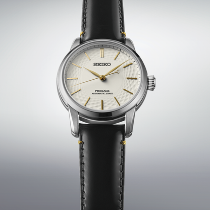 Seiko Presage White Dial Leather Strap Watch for Men SPB497J