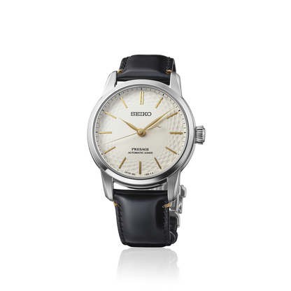 Seiko Presage White Dial Leather Strap Watch for Men SPB497J