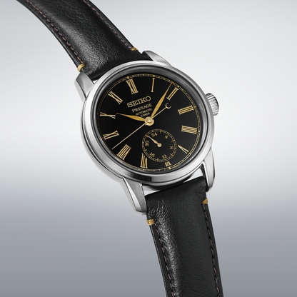 Seiko Presage Black Dial Leather Strap Watch for Men SPB499J