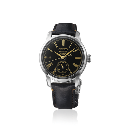 Seiko Presage Black Dial Leather Strap Watch for Men SPB499J