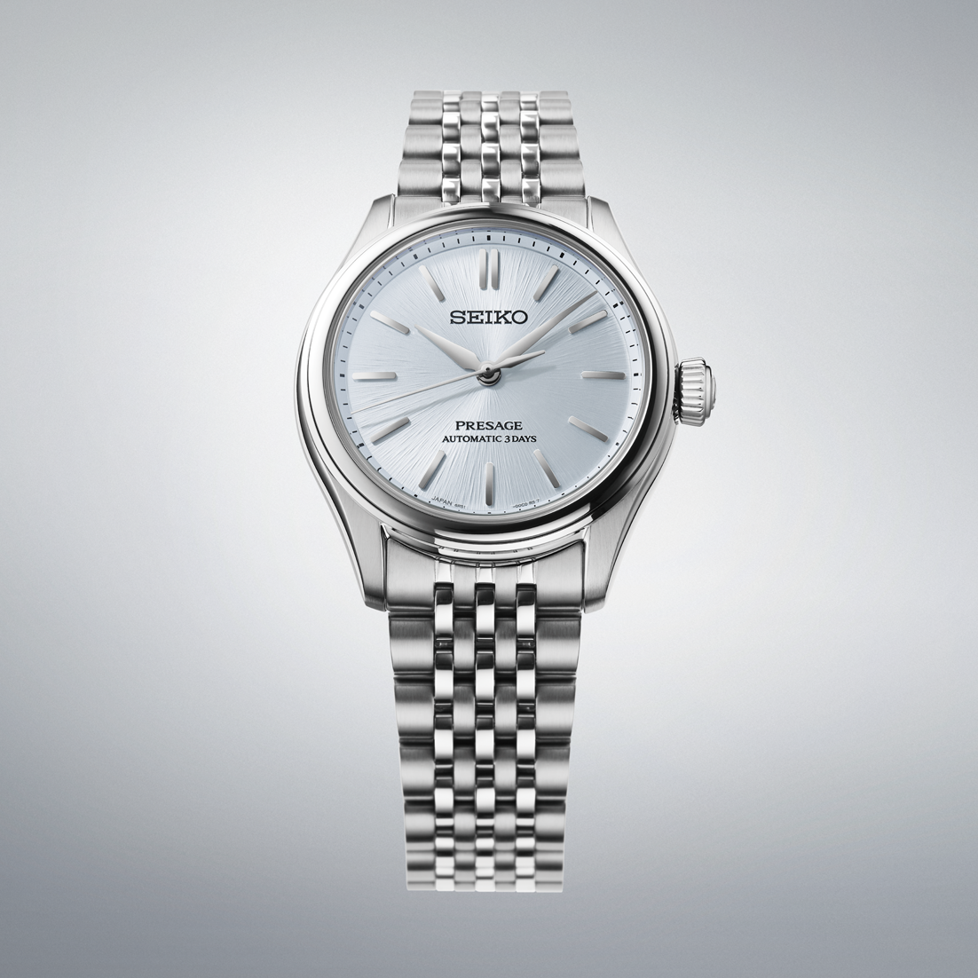 Seiko Presage Silver Dial Stainless Steel Watch for Men SPB521J