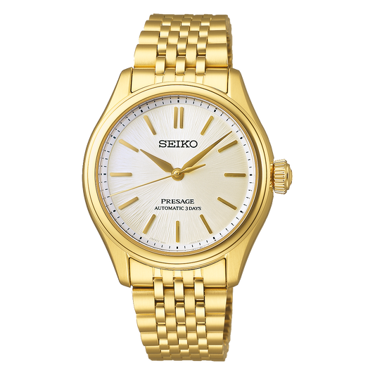 Seiko Presage Beige Dial Stainless Steel Watch for Men SPB524