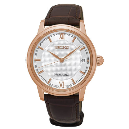 Seiko Presage Automatic 23 Jewels Rose Gold with White Dial SRP858J