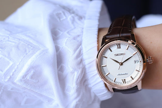 Seiko Presage Automatic 23 Jewels Rose Gold with White Dial SRP858J