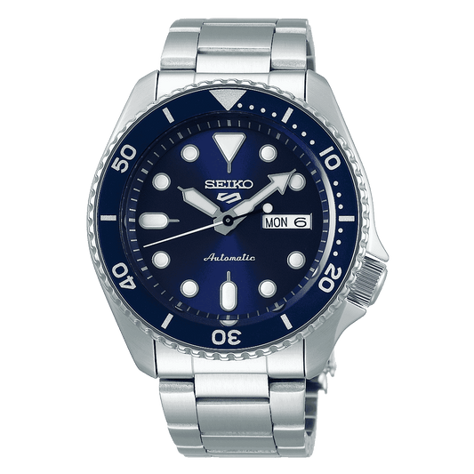 ساعة رجالية SEIKO 5 FACELIFT، مينا أزرق SRPD51K1